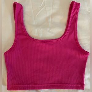Pink Ribbed Women's Crop Top